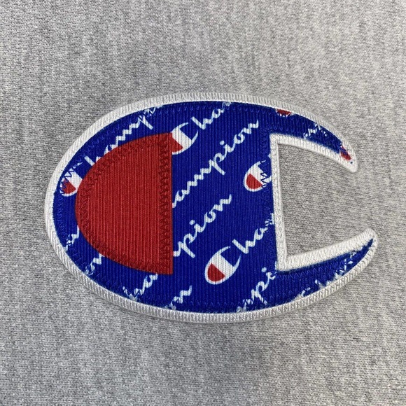 Champion Big Logo Gray Reverse Weave Hoodie Size Medium Heavyweight - Picture 4 of 11